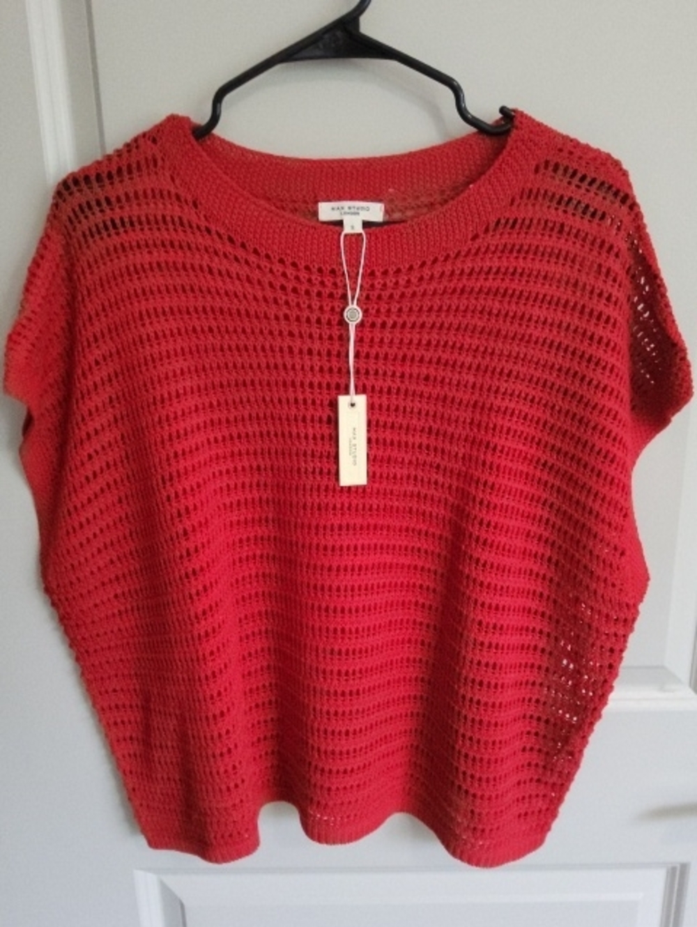 Max Studio Boxy Open Knit Crochet Sweater Top NWT